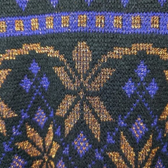 Vintage  Rose Sparkle Black Gold Indigo Purple Snowflake Floral Small - Picture 3 of 9